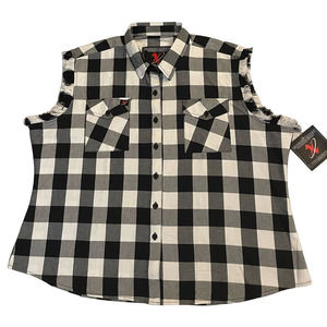 NWT Milwaukee Leather Women's 5XL Black/White Flannel Sleeveless Shirt